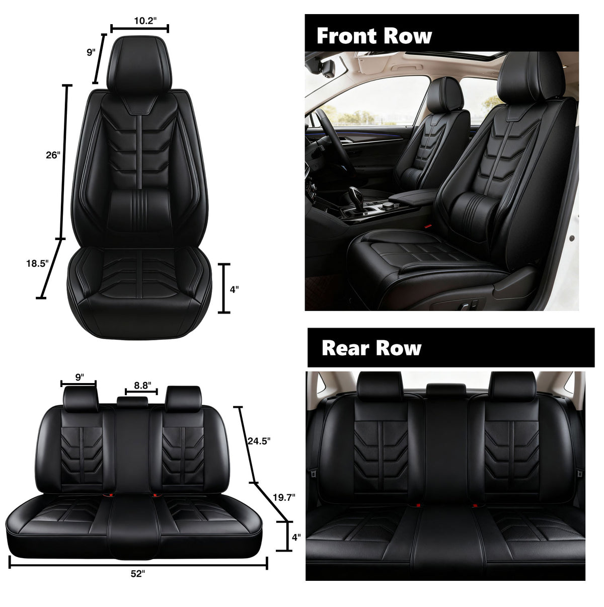 Foneso universal nappa leather car seat cover full set, view 10