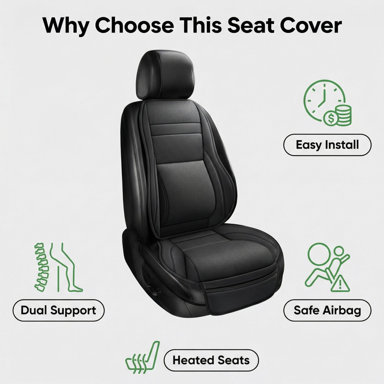Universal Car Seat Covers 2 front seats Nappa Leather Accessories for Auto Sedans Vans Trucks