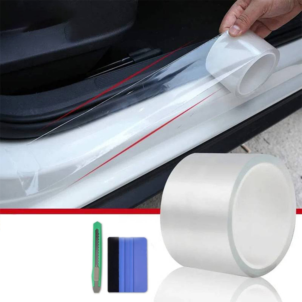 Car Door Edge Protector Film with Scrapers, 33ft x 4in Anti-Scratch Transparent Self-Adhesive Protective Film, Durable and Invisible, Used for Cars Car Protection Accessories
