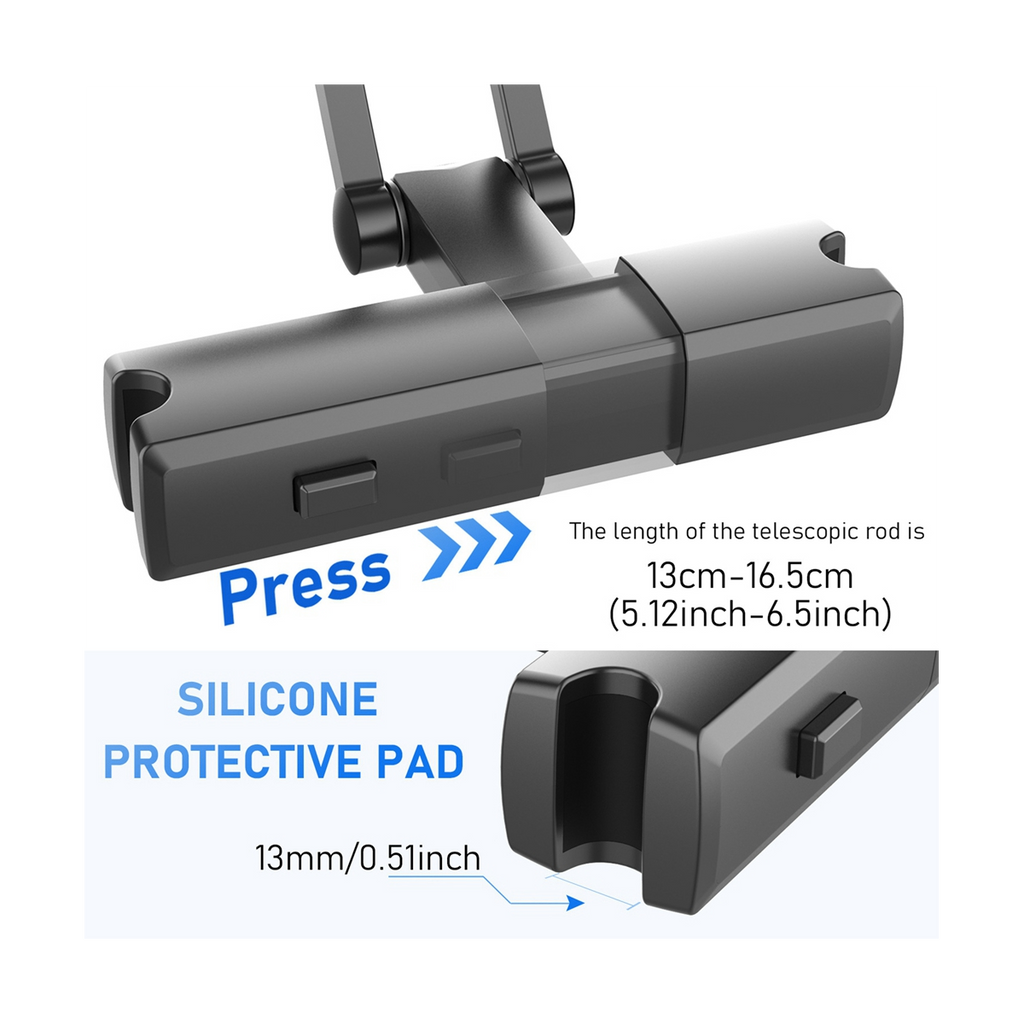 Tablet Holder for Car Headrest, Adjustable Phone Mount for Car Back Seat,Secure and Stable, Suitable for 5-12.9 inches Devices, Adjustable Distance,Viewing Angle,Rotating Screen