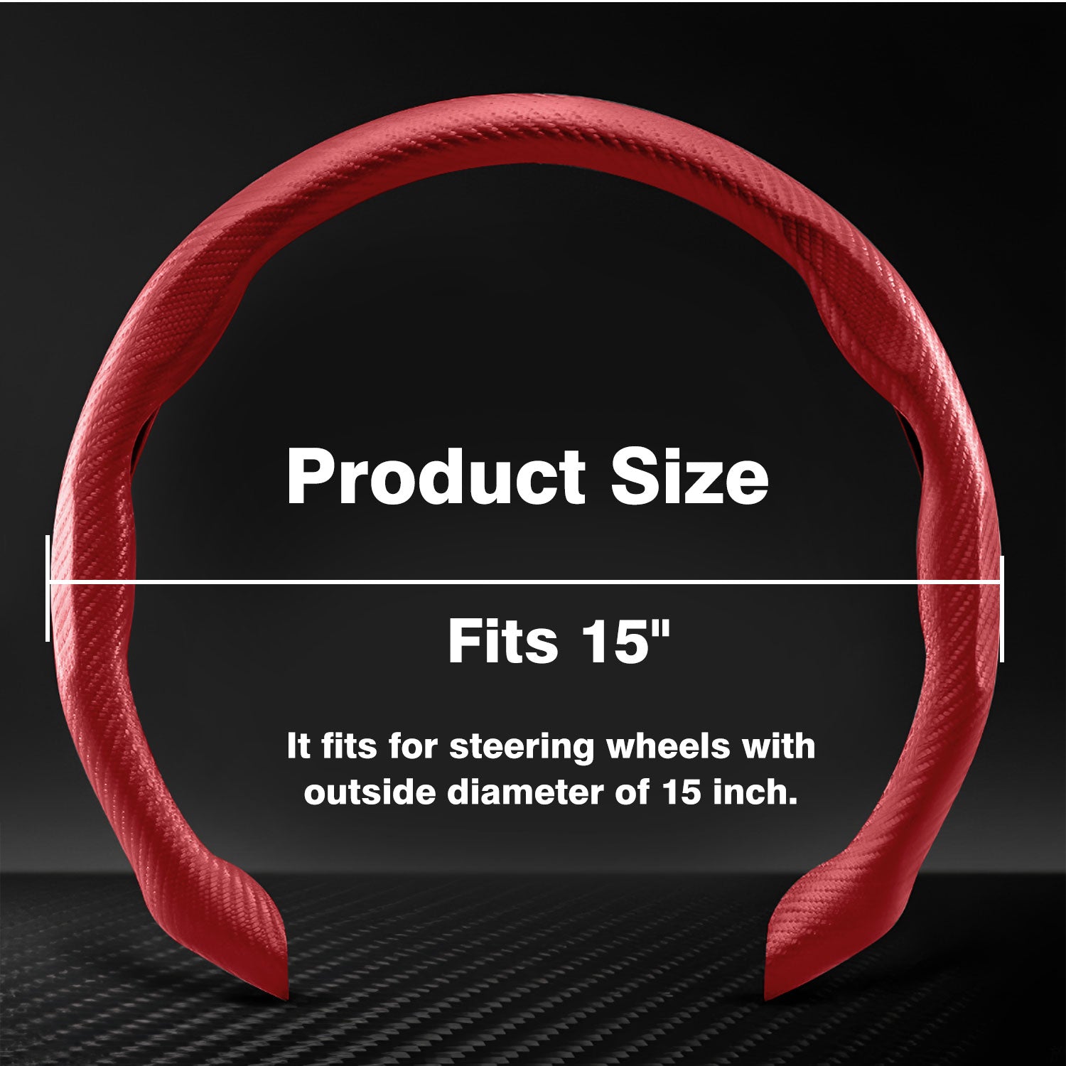 [10% off your first order]-Leather Carbon Fiber Steering Wheel Cover, Carbon Fiber Pattern Non-Slip Vehicle Universal Fit for 14.5-15In O/D Type Anti-Slip Durable Interior Upgrade Comfort Grip for Cars Trucks SUVs