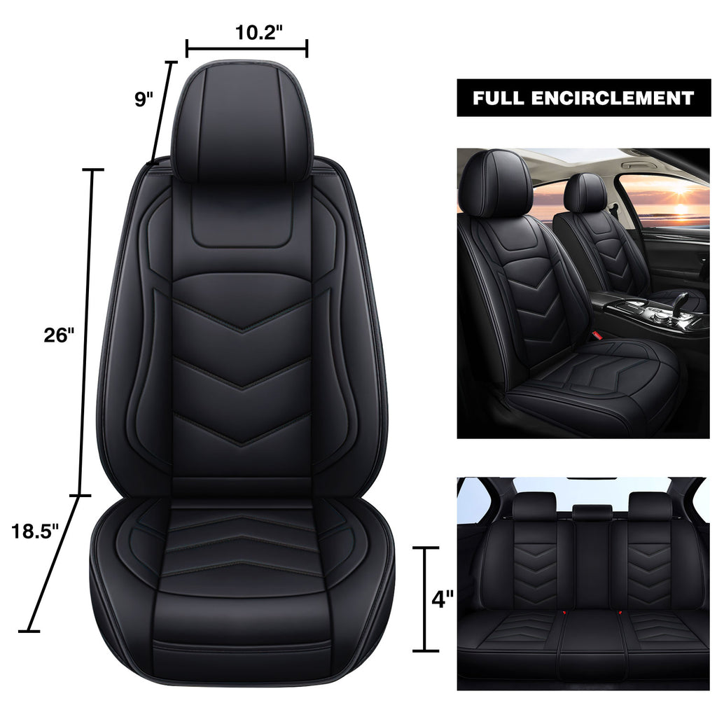 [10% off Your First Order]-Universal Leather Car Seat Covers 5 Seat Airbag Compatible, Nappa Leather Water Resistant Automotive Accessories
