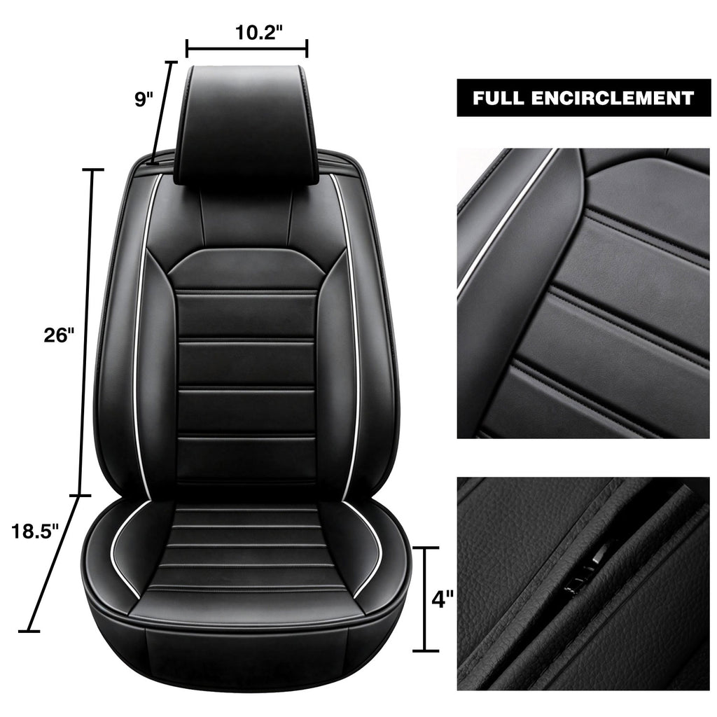 Premium Leather Seat Covers with Headrest & Lumbar Support – Universal Fit, Water Resistant, Side Airbag Compatible – Automotive Interior Accessories for Cars, SUVs & Pickups