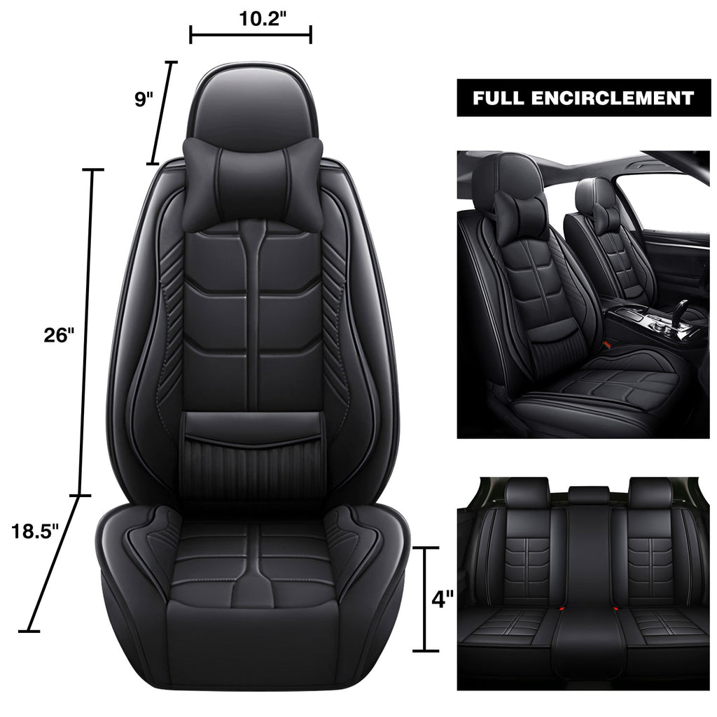 Universal Leather Car Seat Covers Full Set 5 Seats, Airbag Compatible, Breathable Automotive Accessories for Sedans Cars