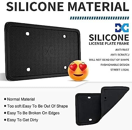 Silicone License Plate Frame Covers Car Plate Bracket Holders. Rust-Proof, Rattle-Proof, Weather-Proof Car Accessories