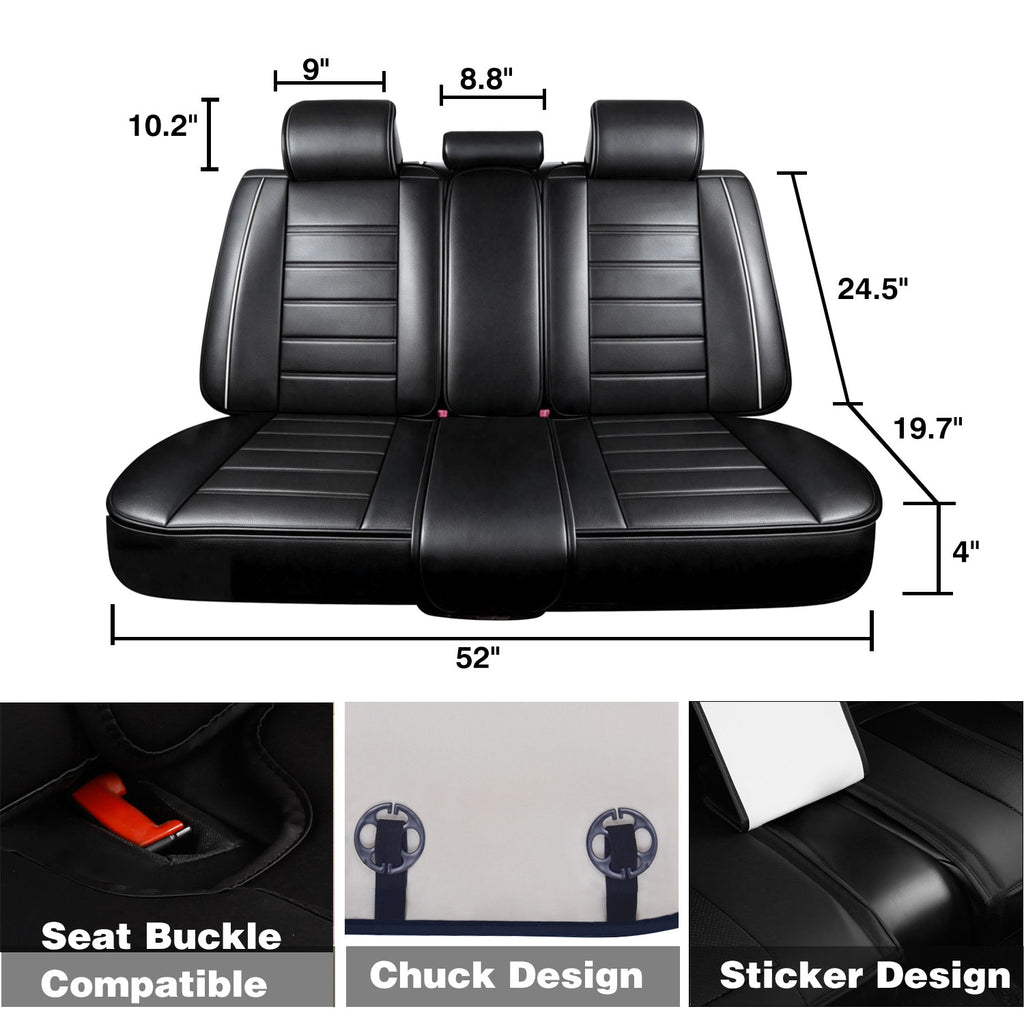 Premium Leather Seat Covers with Headrest & Lumbar Support – Universal Fit, Water Resistant, Side Airbag Compatible – Automotive Interior Accessories for Cars, SUVs & Pickups
