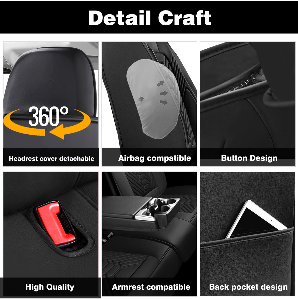 Leather Car Seat Covers for Perfectly fits Chevrolet Silverado, GMC Sierra 1500/2500HD/3500HD, and Trail Boss Z71 models (2007-2025)