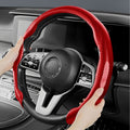 [10% off your first order]-Leather Carbon Fiber Steering Wheel Cover, Carbon Fiber Pattern Non-Slip Vehicle Universal Fit for 14.5-15In O/D Type Anti-Slip Durable Interior Upgrade Comfort Grip for Cars Trucks SUVs