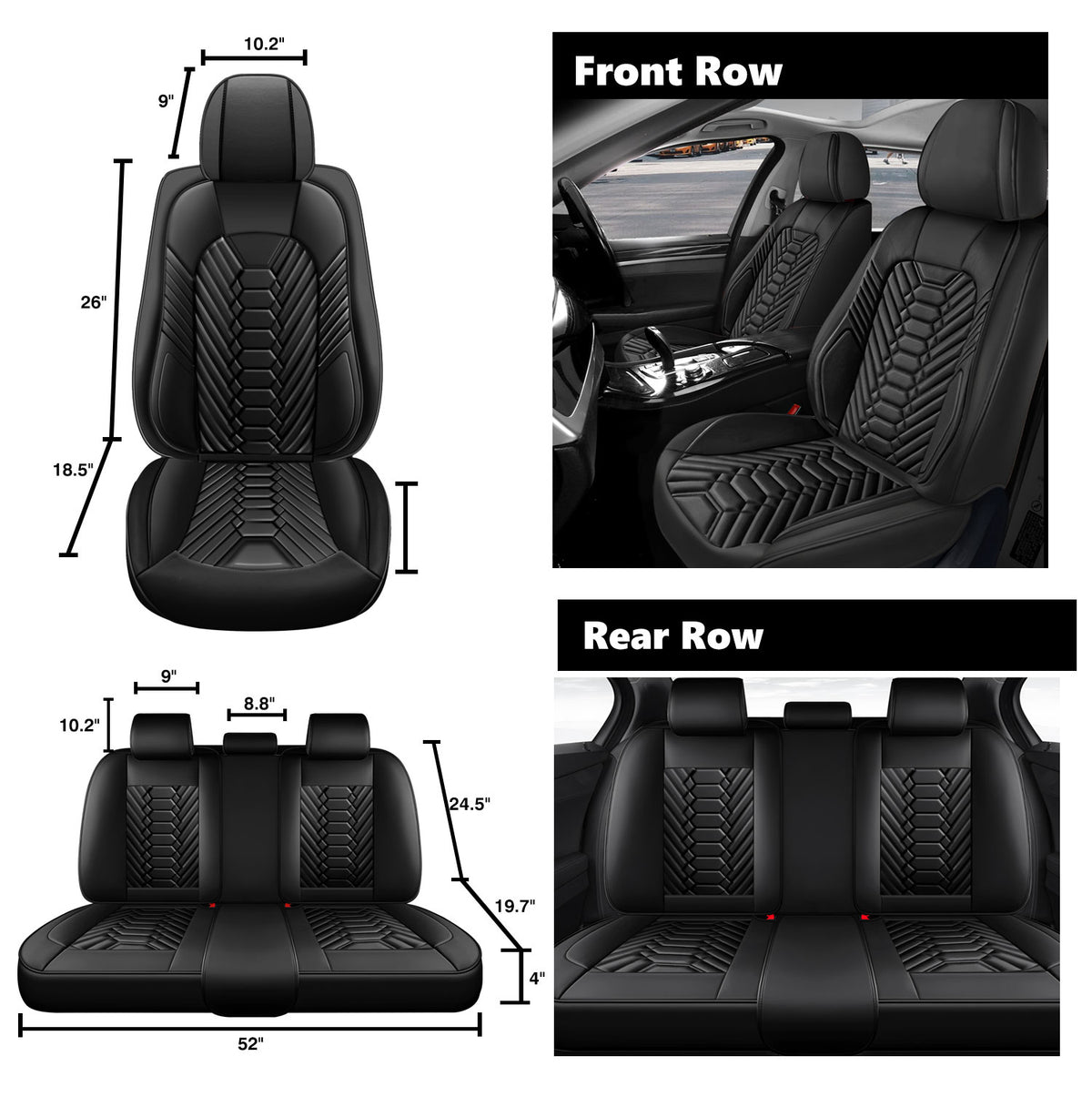 Foneso universal leather car seat covers, view 6