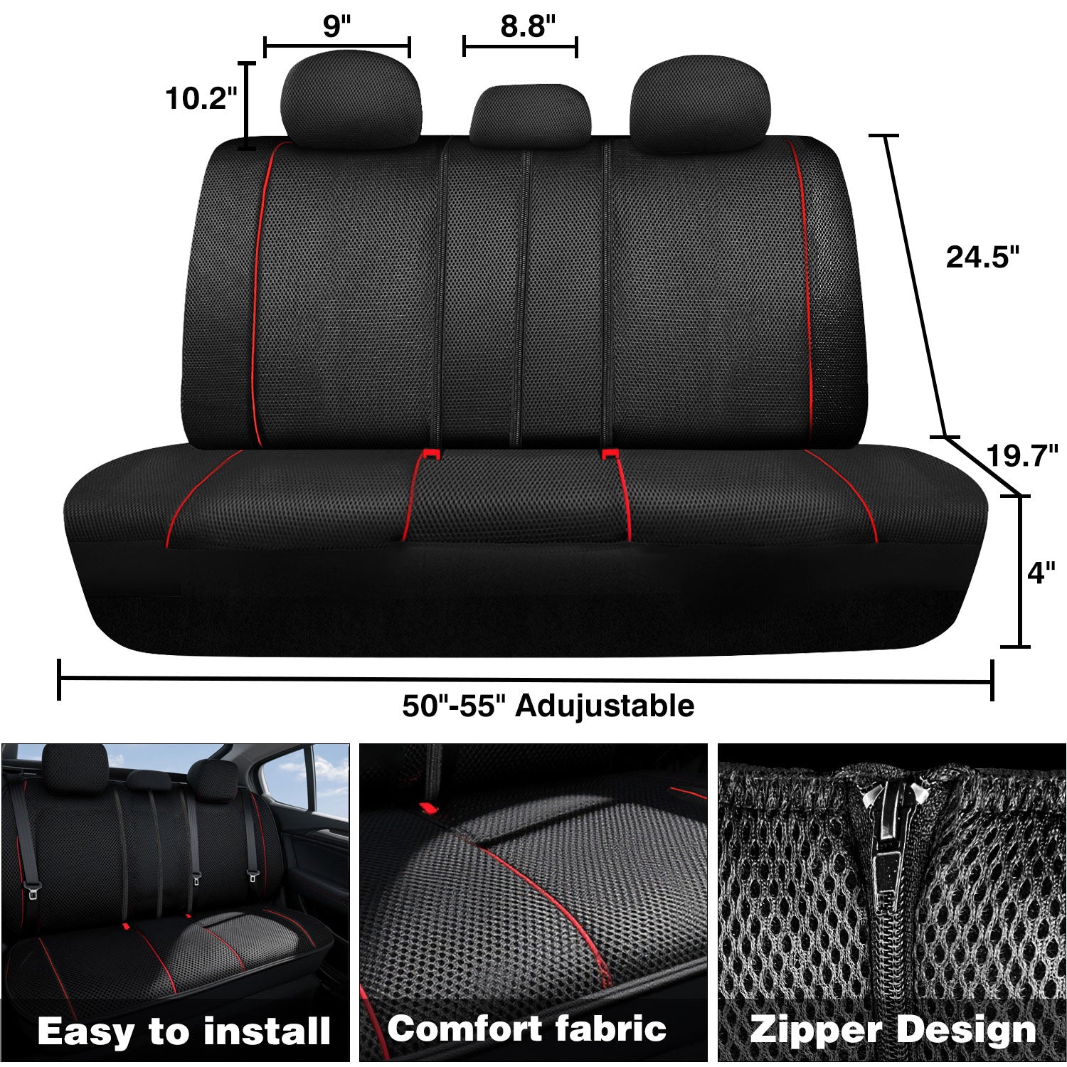 Universal Car Seat Covers Full Set Breathable Fabric Polyester Accessories for Auto Sedans Vans Trucks