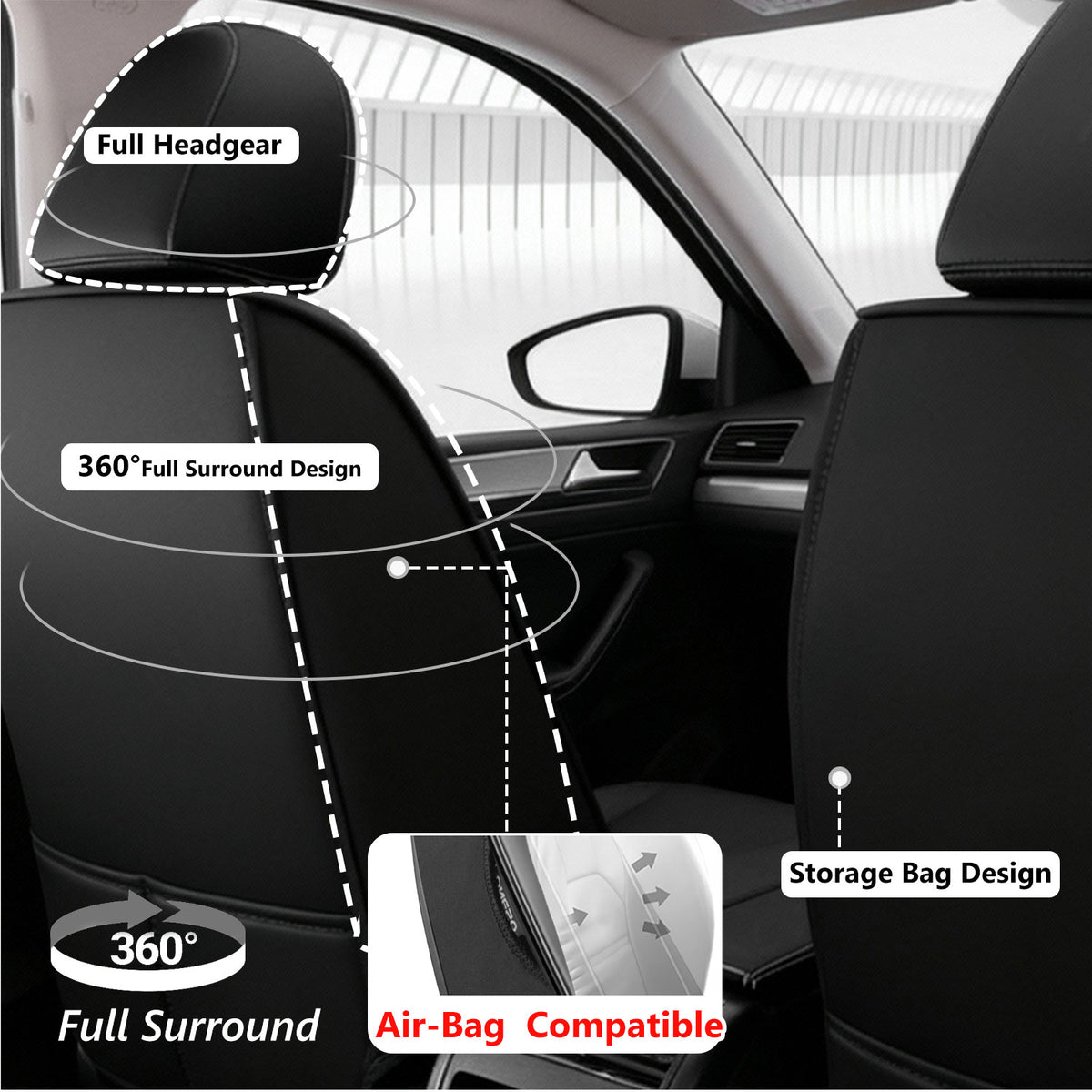 Foneso universal leather car seat covers, view 6
