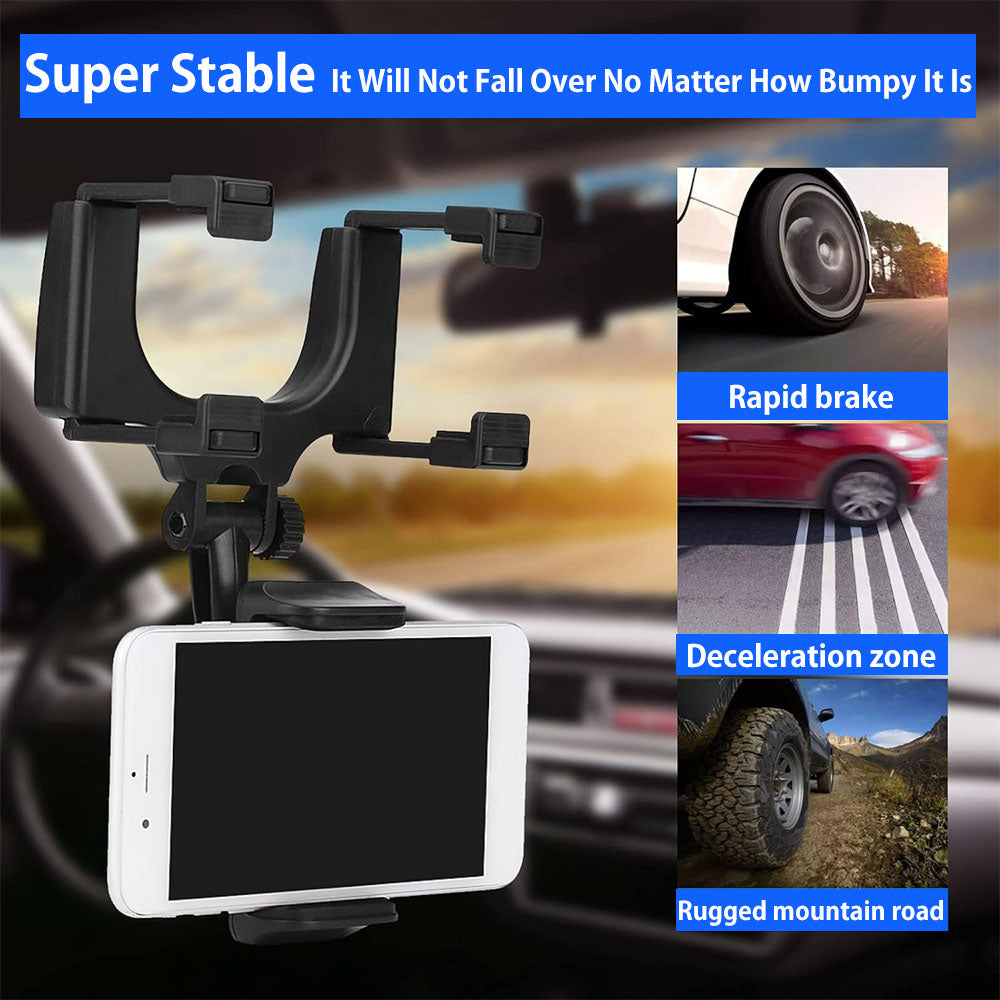 Phone Mount Car 360°Rotatable and Retractable Car Phone Holder Rearview Mirror