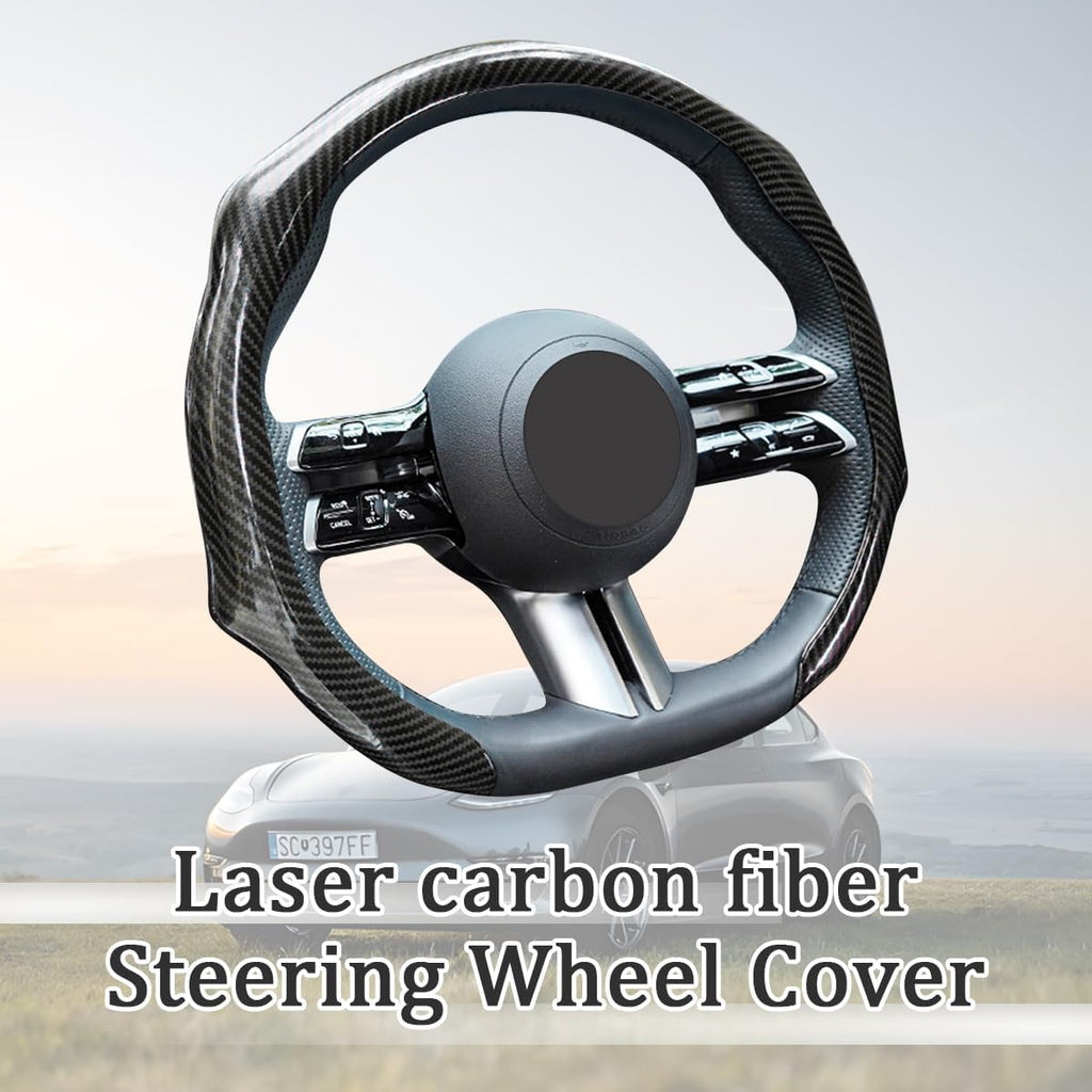 5D High Gloss Carbon Fiber Leather Steering Wheel Cover Easy instalación