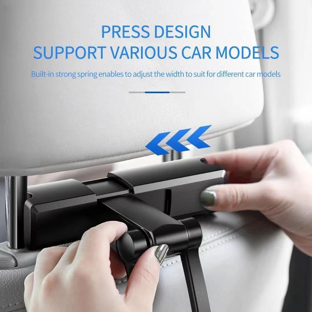 Tablet Holder for Car Headrest, Adjustable Phone Mount for Car Back Seat,Secure and Stable, Suitable for 5-12.9 inches Devices, Adjustable Distance,Viewing Angle,Rotating Screen