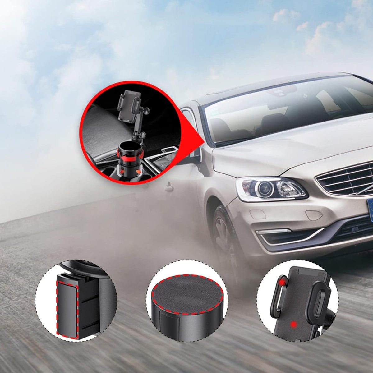 Foneso car phone holder cup holder accessory, view 6