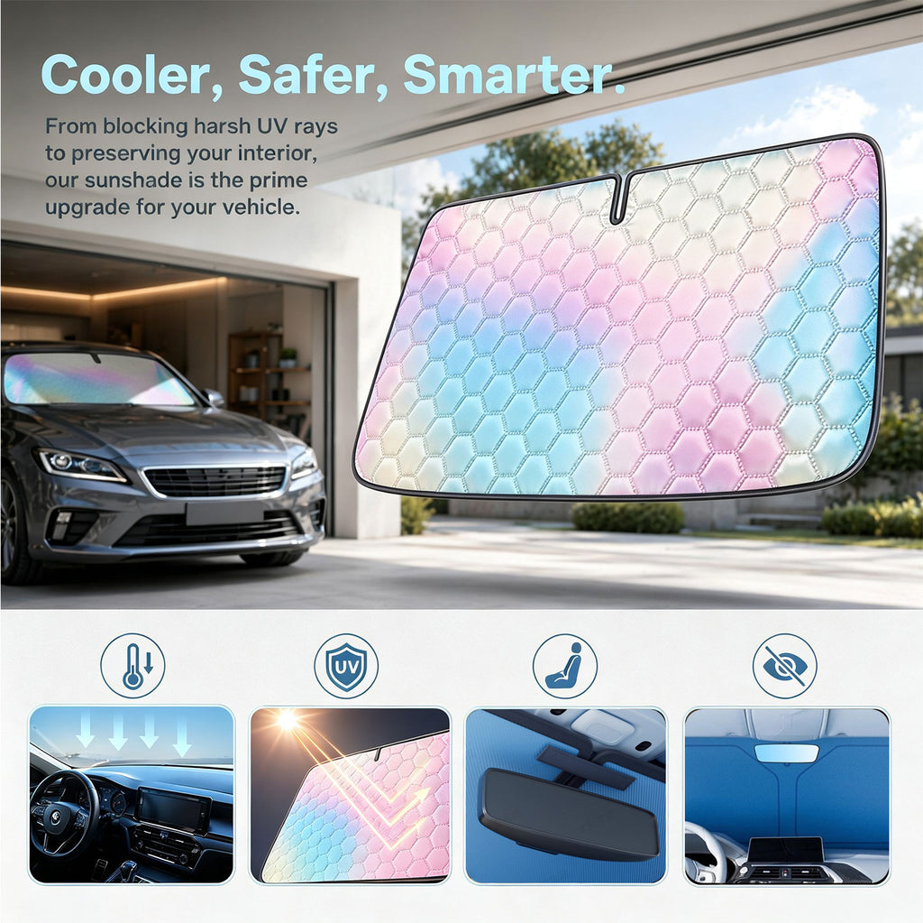 Car Windshield Sun Shade – Foldable UV Blocking Sunshade for Dashboard Protection, Keeps Car Cooler, Universal Fit for Sedan SUV Truck, 57x31.5 inches