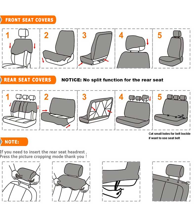 Universal Car Seat Covers Full Set PU Leather & Mesh Material Airbag Compatible, for Sedans SUVs Vans