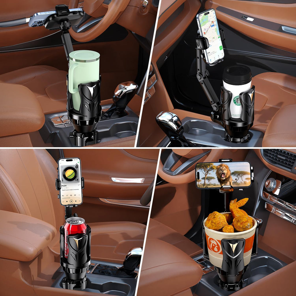Cup Holder Phone Holder for Car, Adjustable with Rubber Grip, Secure Hold, Multi-Scenario Use for Drivers, Commuters & Road Trips, Universal Fit for Up to 5.31'' Drinks/Mugs/Foods