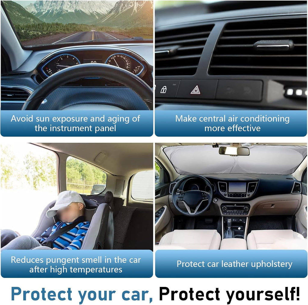 6PCS Reflective Car Windshield Sunshade Kit, Silver Coated Sunproof Protection Heat Shield, Side Window Privacy Protection Cover Car Window Covers for Camping Napping, Keep Cool for Most Cars