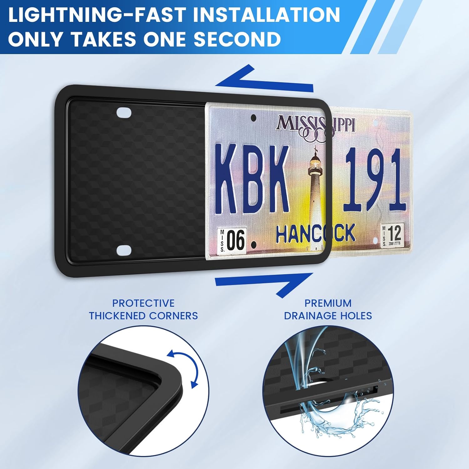 Silicone License Plate Frame Covers Car Plate Bracket Holders. Rust-Proof, Rattle-Proof, Weather-Proof Car Accessories