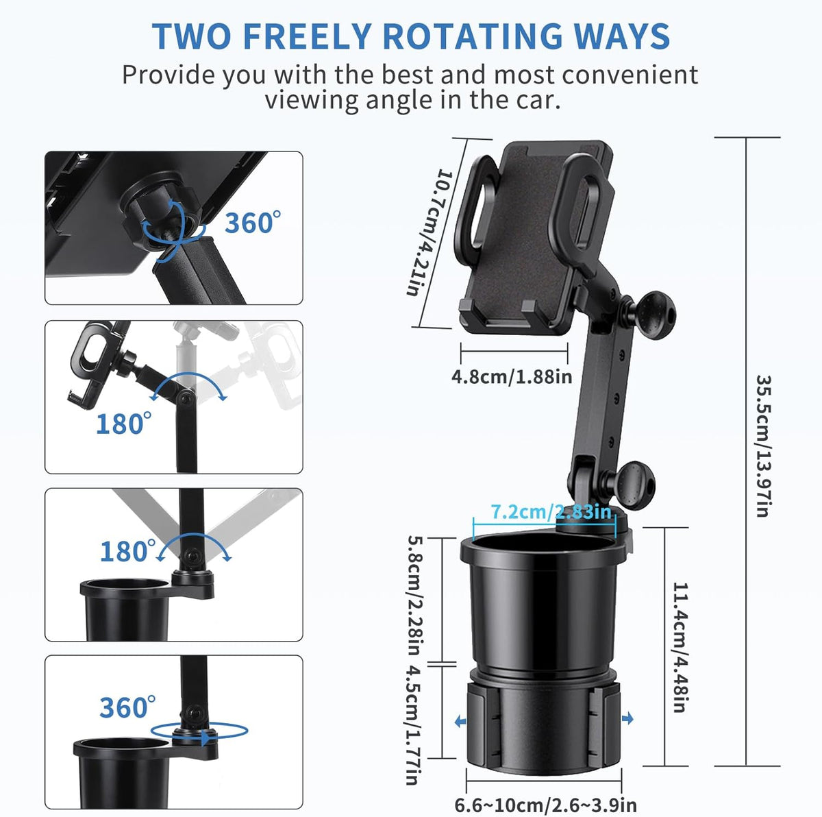 Foneso car phone holder cup holder accessory, view 3