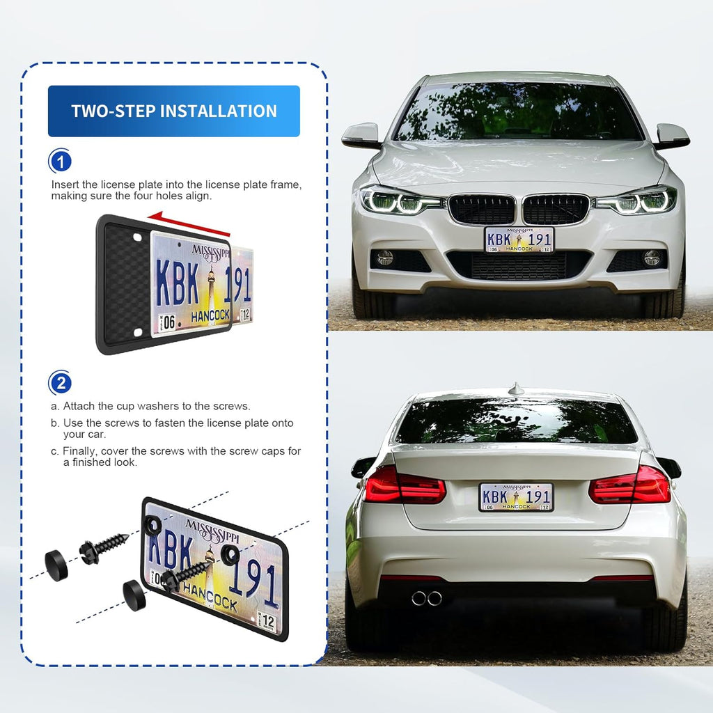 Silicone License Plate Frame Covers Car Plate Bracket Holders. Rust-Proof, Rattle-Proof, Weather-Proof Car Accessories