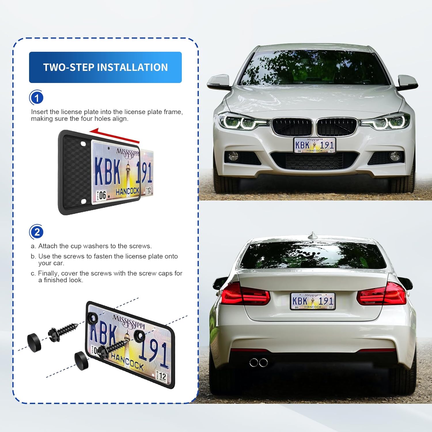 Silicone License Plate Frame Covers Car Plate Bracket Holders. Rust-Proof, Rattle-Proof, Weather-Proof Car Accessories