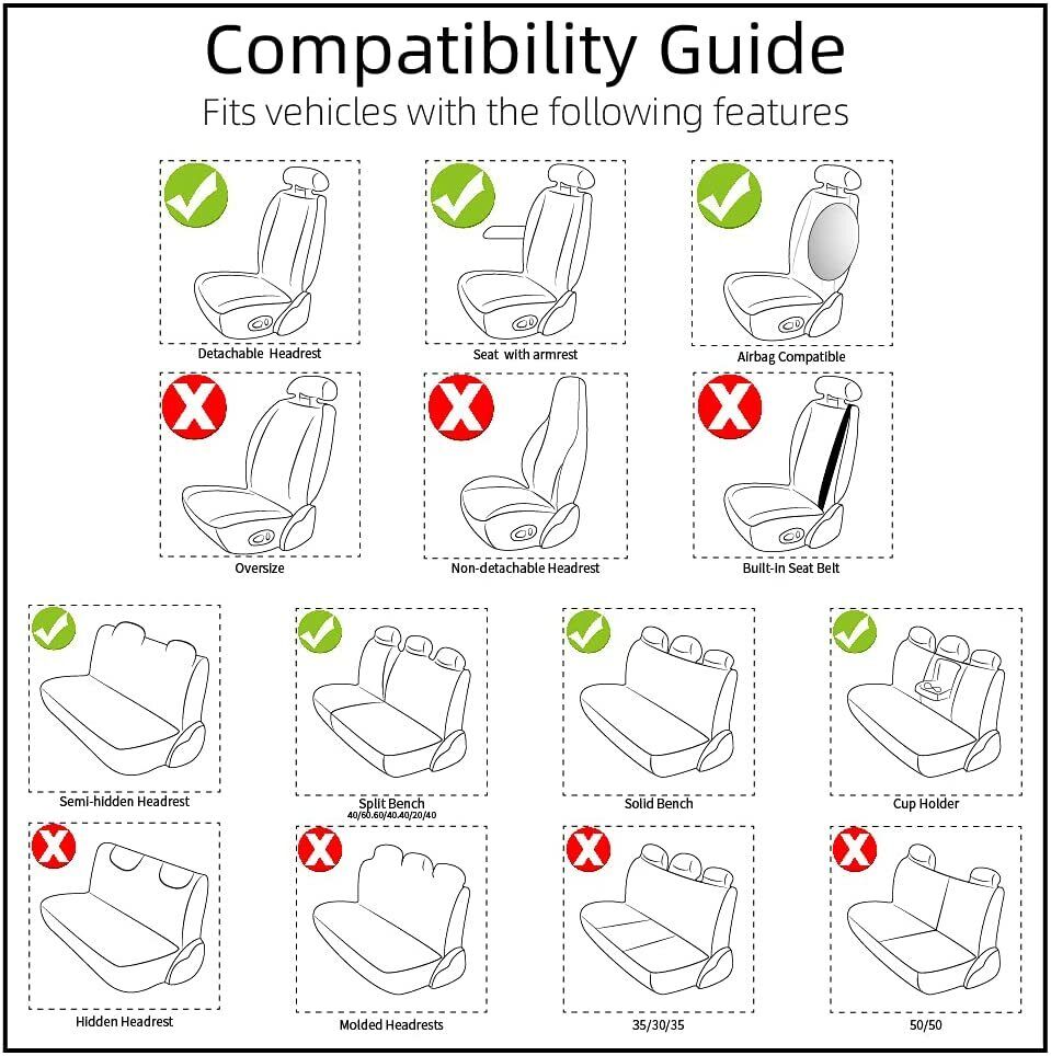 [10% off Your First Order]-Universal Leather Car Seat Covers 5 Seat Airbag Compatible, Nappa Leather Water Resistant Automotive Accessories for Suvs Seden Pick-up Truck