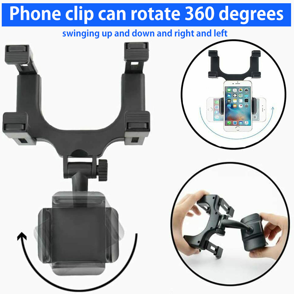 Phone Mount Car 360°Rotatable and Retractable Car Phone Holder Rearview Mirror