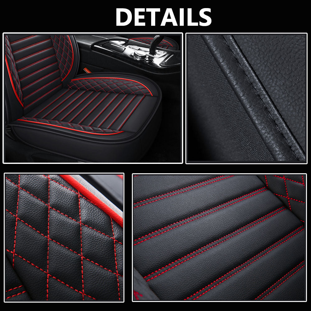 Universal Leather Car Seat Covers Set Airbag Compatible, Premium Faux Leather Water Resistant Automotive Accessories
