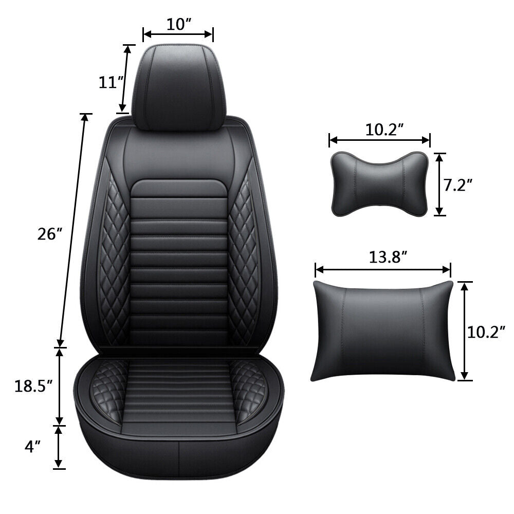 Universal Leather Car Seat Covers Set Airbag Compatible, Premium Faux Leather Water Resistant Automotive Accessories