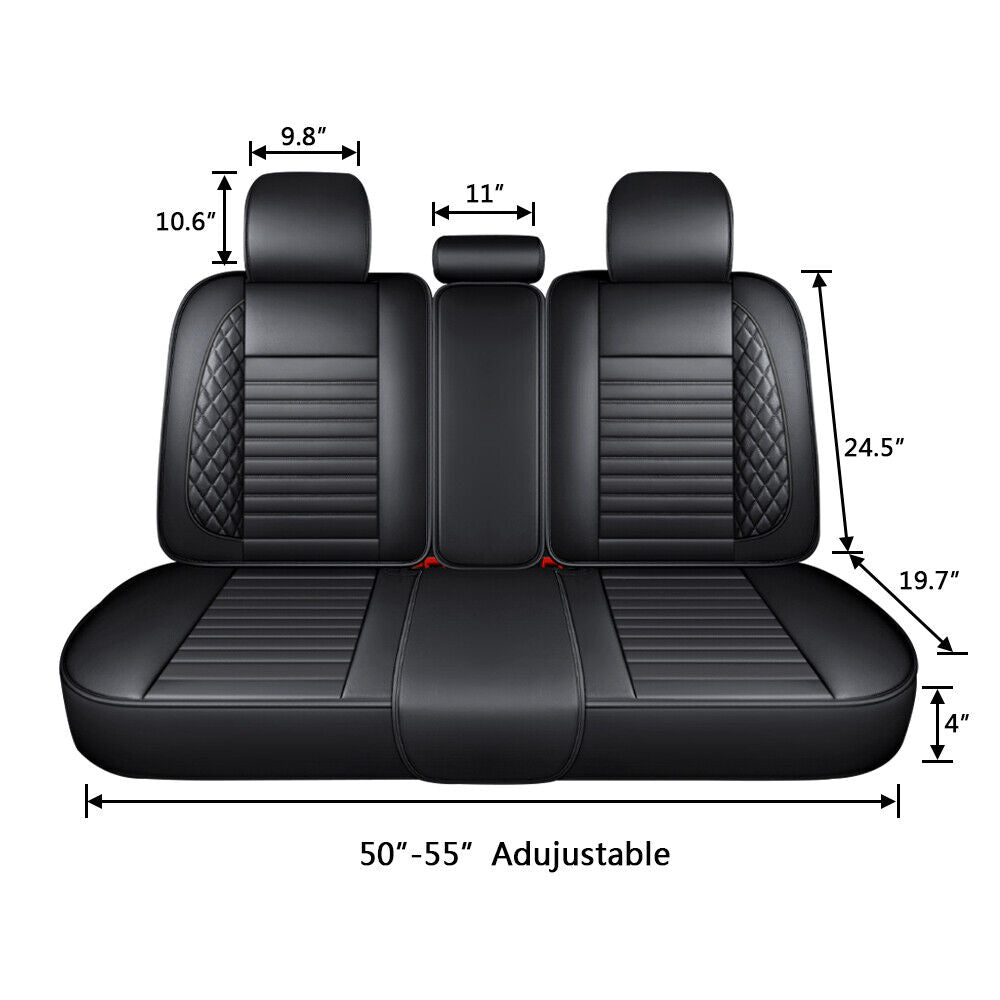 Universal Leather Car Seat Covers Set Airbag Compatible, Premium Faux Leather Water Resistant Automotive Accessories