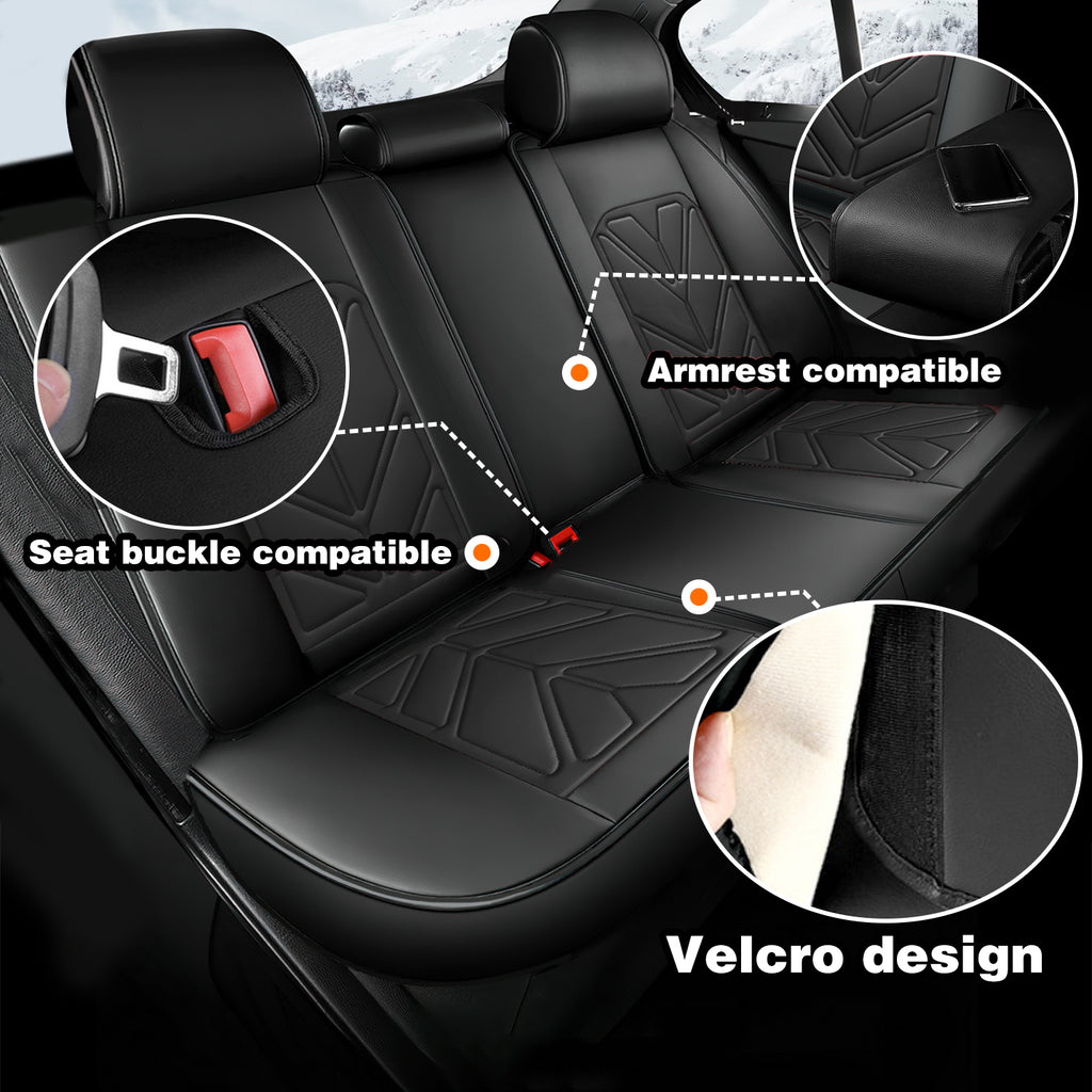 Universal Leather Car Seat Covers Full Set 5 Seats, Airbag Compatible, Breathable Automotive Accessories for Sedans Cars