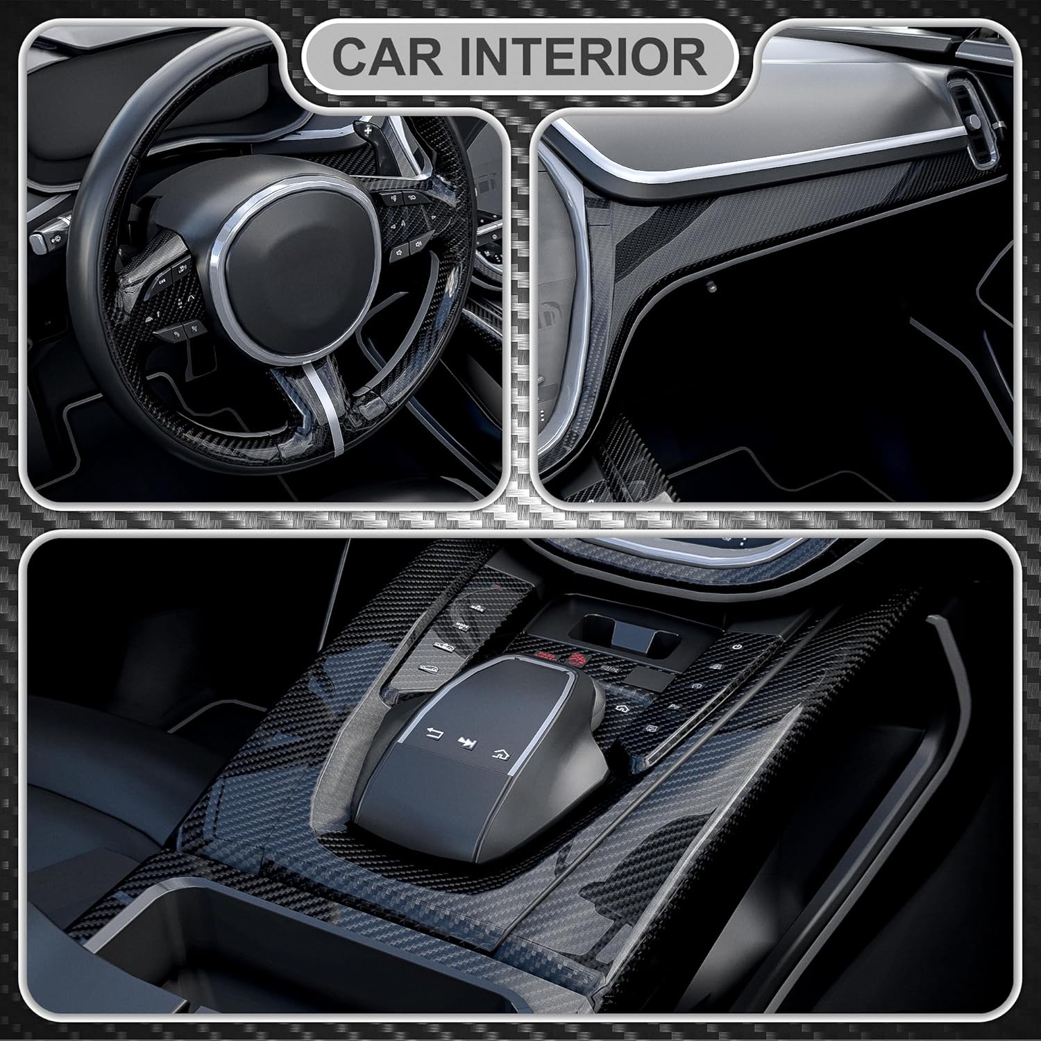 Carbon Fiber Vinyl Wrap 6D Gloss Black, Self Adhesive Car Wrap Film with Air Release Technology, Automotive DIY Vinyl Sticker for Car Motorcycle Interior Exterior, 1ft x 5ft with Tool Kits