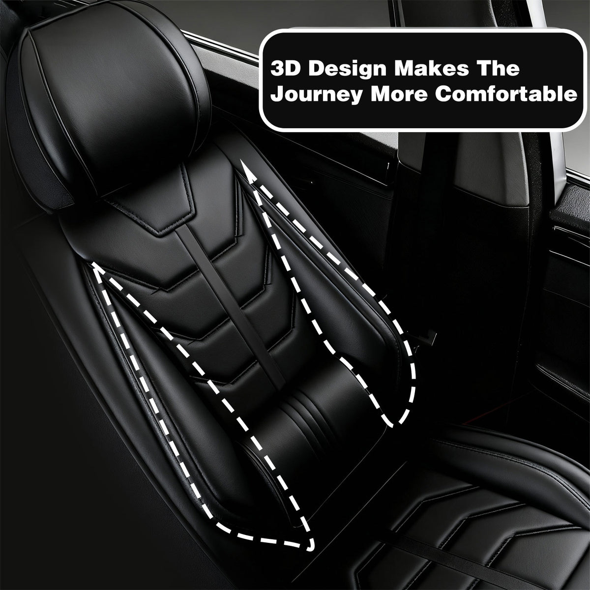 Foneso universal nappa leather car seat cover full set, view 5