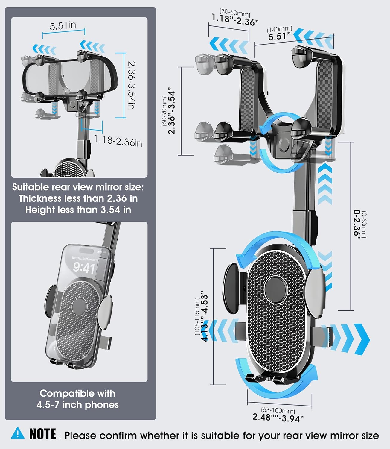 Foneso car phone holder cup holder accessory, view 6