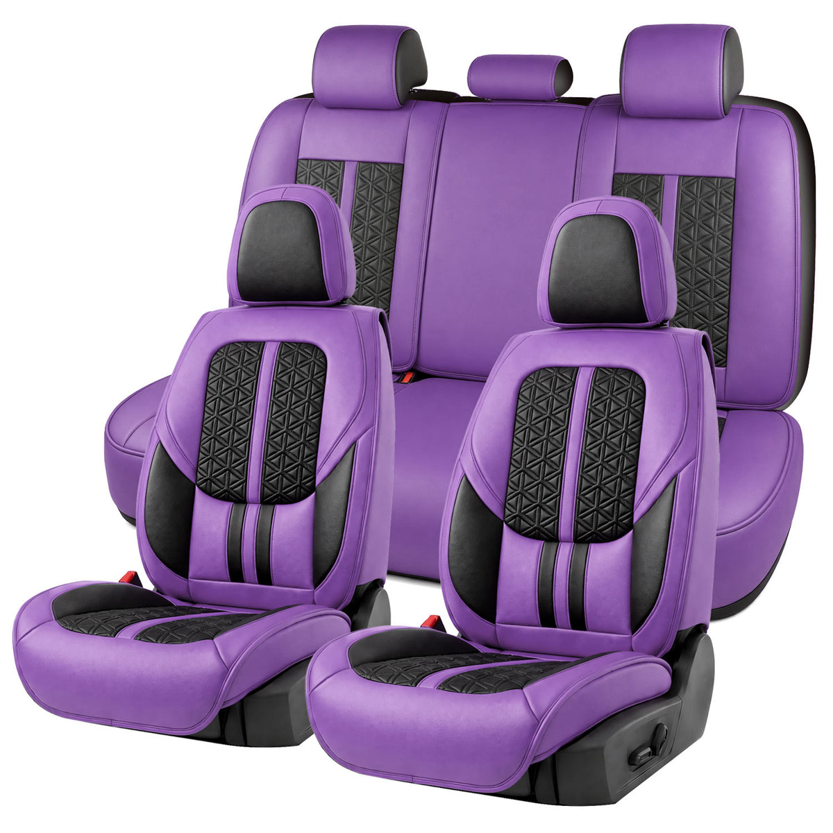 Luxury Nappa Leather Car Seat Covers Full Set-Airbag Compatible, Universal Fits Most Sedans, SUVs & Compact Pickups for Tacoma Frontier)
