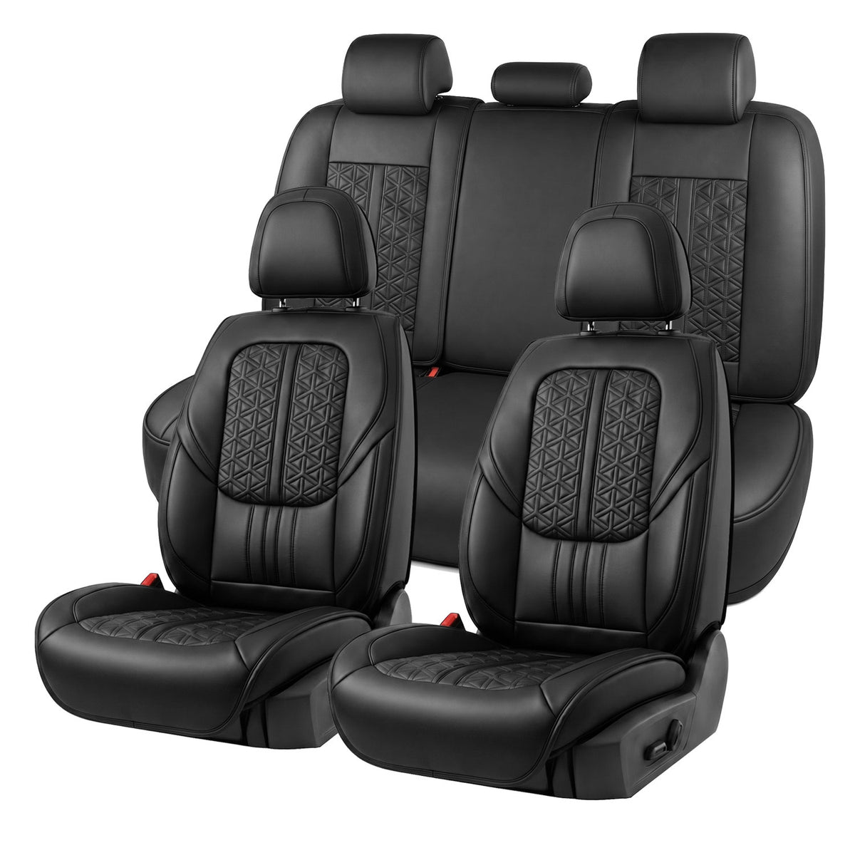 Luxury Nappa Leather Car Seat Covers Full Set-Airbag Compatible, Universal Fits Most Sedans, SUVs & Compact Pickups for Tacoma Frontier)