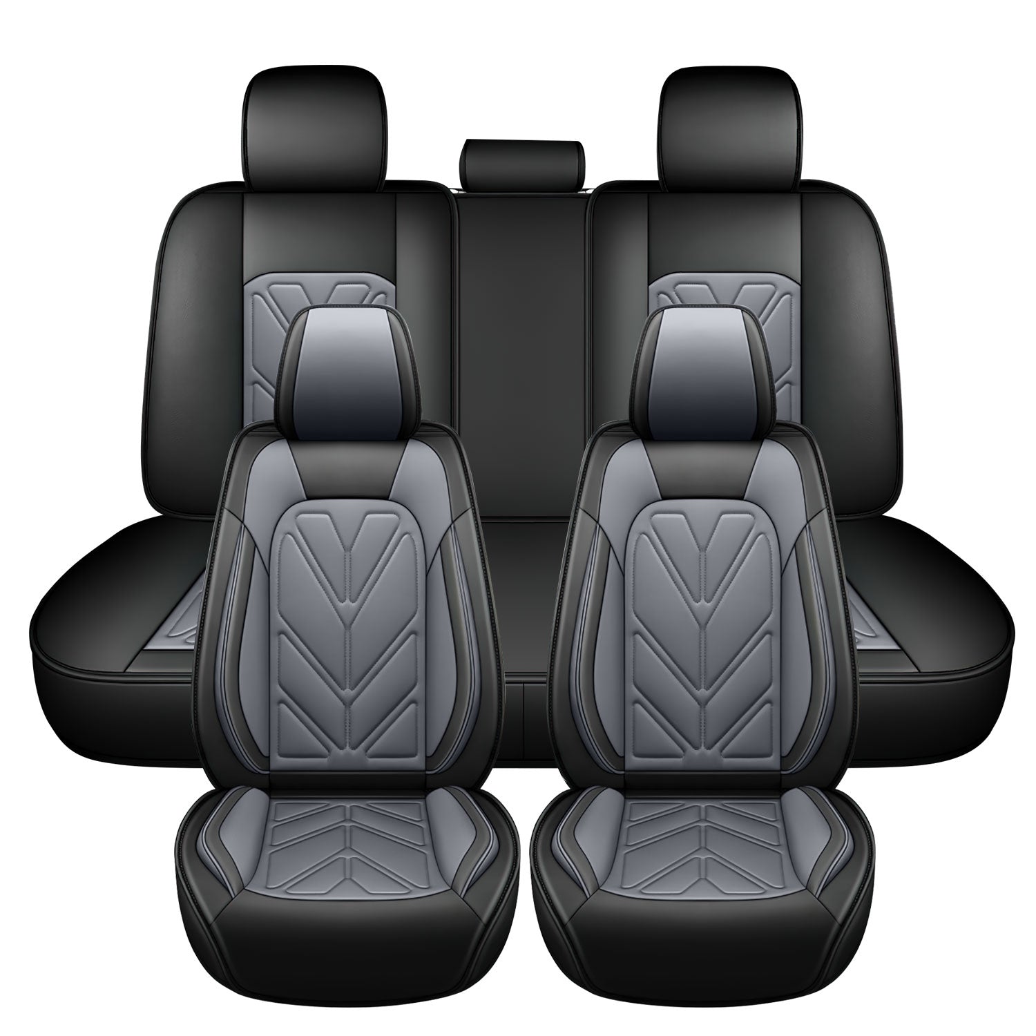 Universal Leather Car Seat Covers Full Set 5 Seats, Airbag Compatible, Breathable Automotive Accessories for Sedans Cars