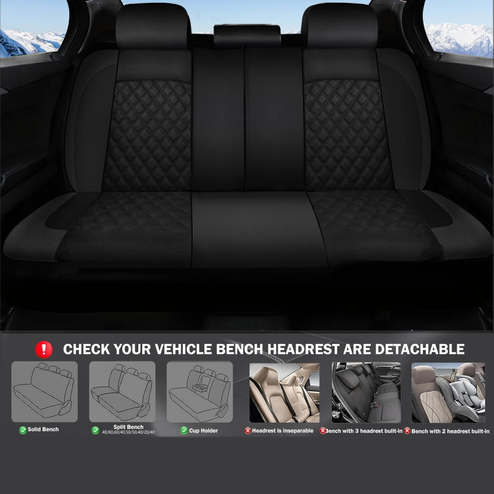 Universal Car Seat Covers Full Set PU Leather & Mesh Material Airbag Compatible, for Sedans SUVs Vans