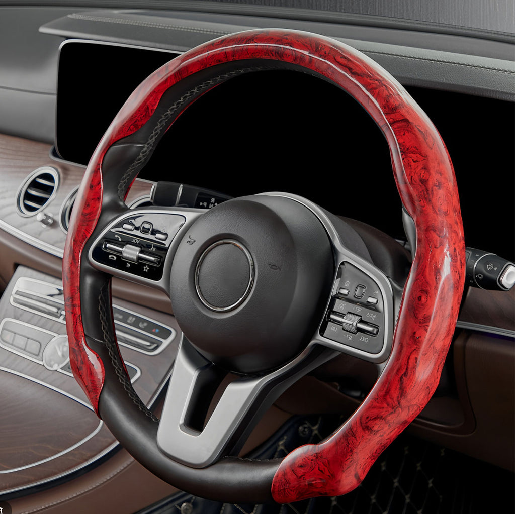 Wood Grain Steering Wheel Cover Anti-Slip for O/D Type 14.5-15 Inch Car Accessories