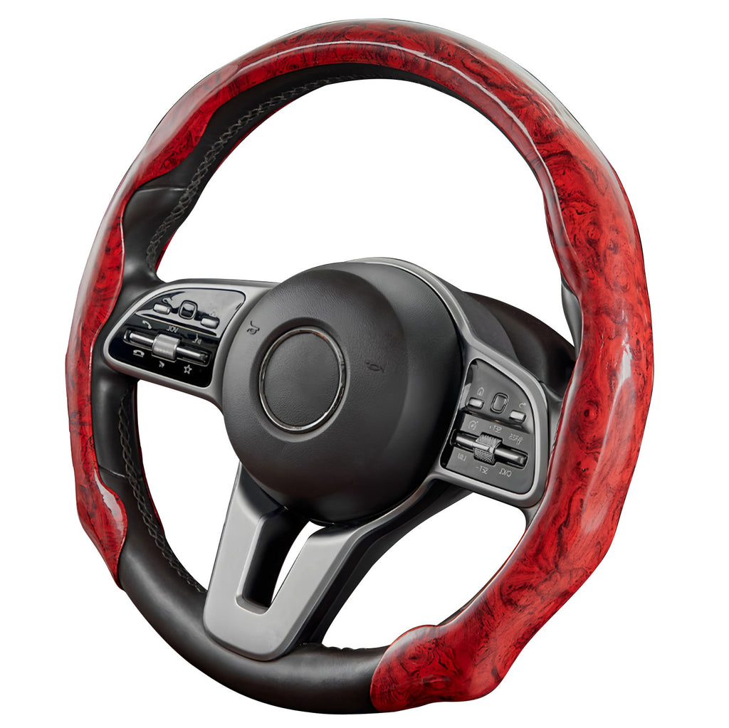 Wood Grain Steering Wheel Cover Anti-Slip for O/D Type 14.5-15 Inch Car Accessories