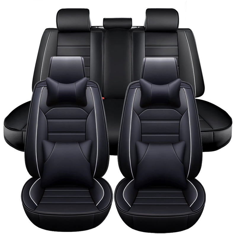 Premium Leather Seat Covers with Headrest & Lumbar Support – Universal Fit, Water Resistant, Side Airbag Compatible – Automotive Interior Accessories for Cars, SUVs & Pickups
