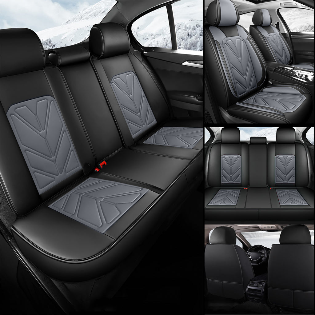 Universal Leather Car Seat Covers Full Set 5 Seats, Airbag Compatible, Breathable Automotive Accessories for Sedans Cars