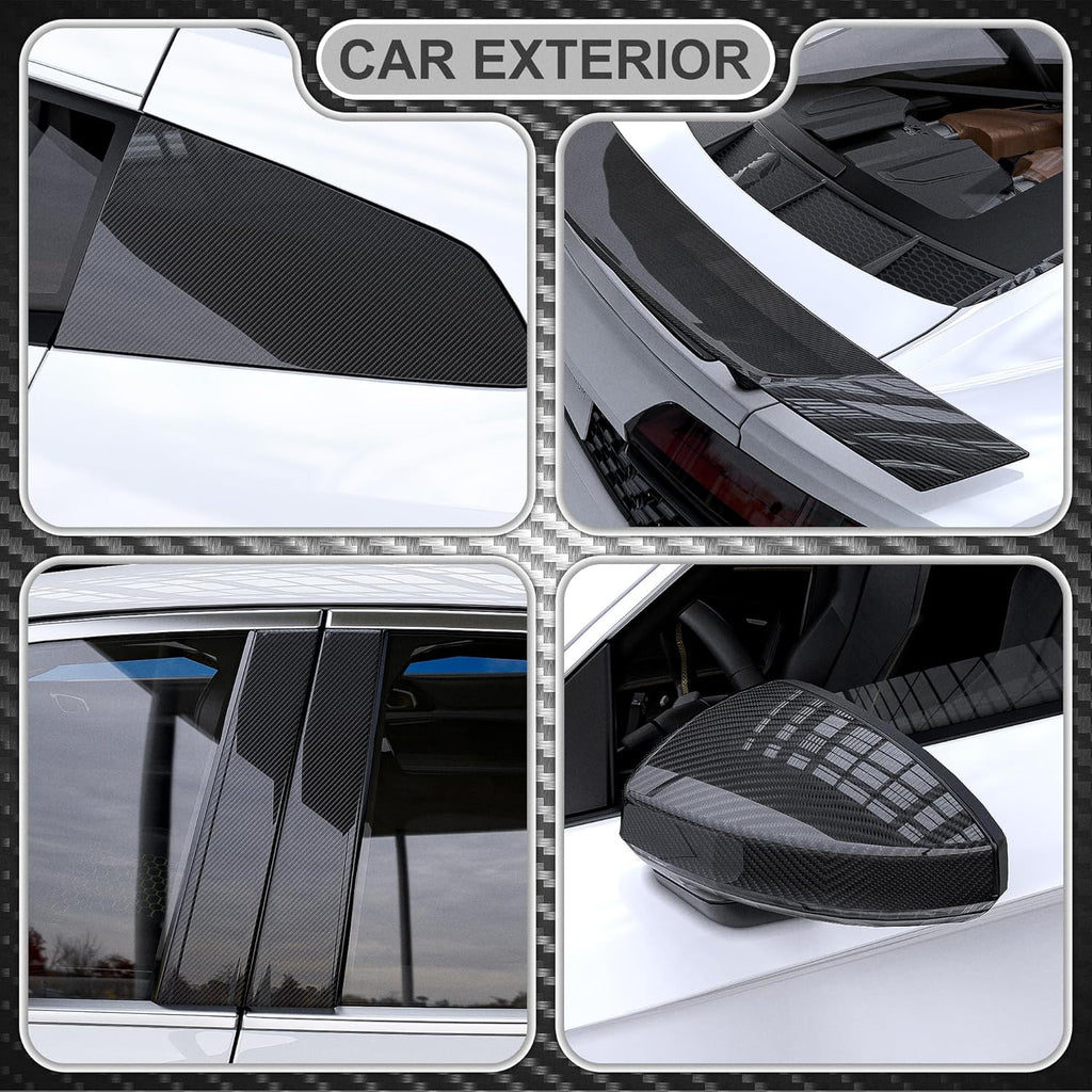 Carbon Fiber Vinyl Wrap 6D Gloss Black, Self Adhesive Car Wrap Film with Air Release Technology, Automotive DIY Vinyl Sticker for Car Motorcycle Interior Exterior, 1ft x 5ft with Tool Kits