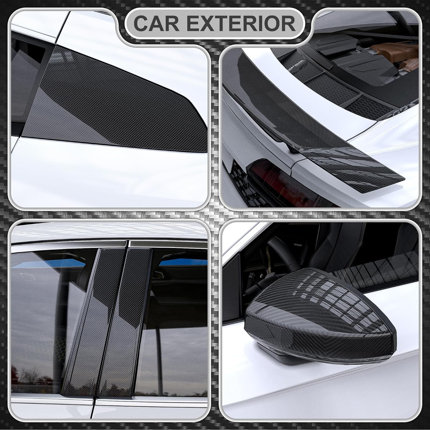 Carbon Fiber Vinyl Wrap 6D Gloss Black, Self Adhesive Car Wrap Film with Air Release Technology, Automotive DIY Vinyl Sticker for Car Motorcycle Interior Exterior, 1ft x 5ft with Tool Kits