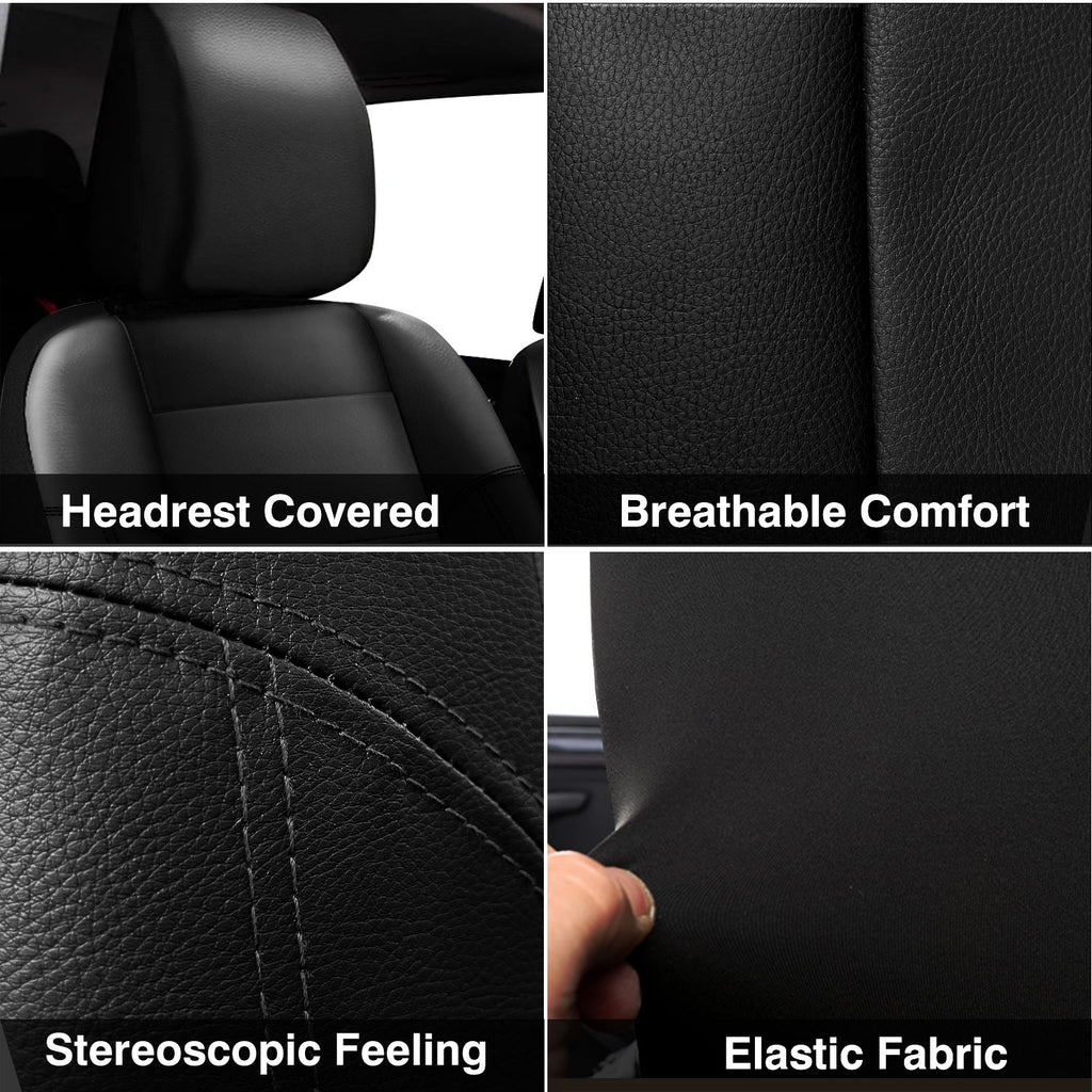 Universal Car Seat Covers Full Set PU Leather & Mesh Material Airbag Compatible, for Sedans SUVs Vans