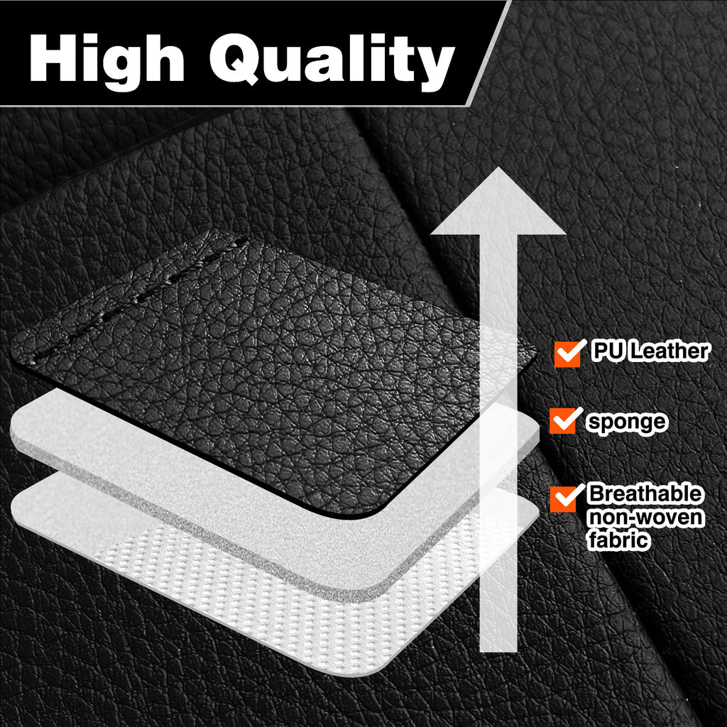 Universal Car Seat Covers Full Set PU Leather & Mesh Material Airbag Compatible, for Sedans SUVs Vans