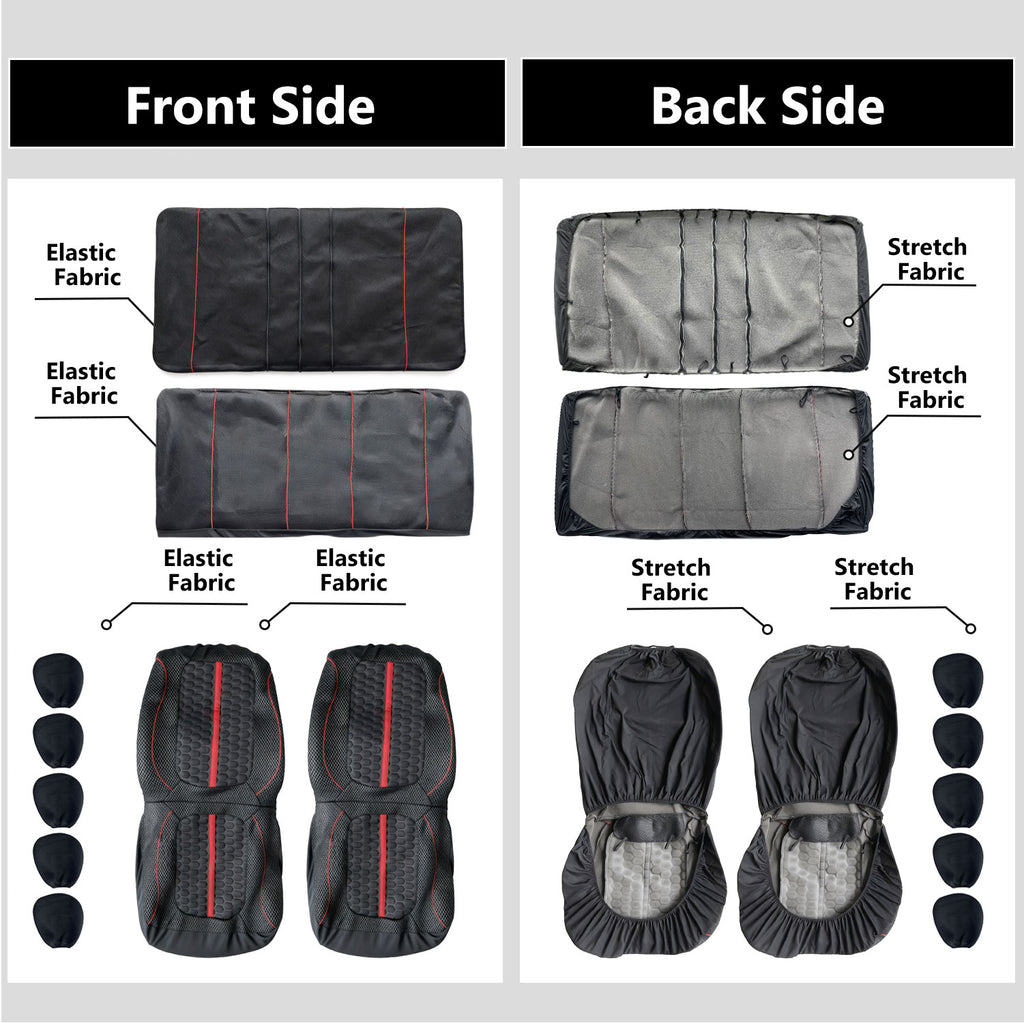 Universal Car Seat Covers Full Set Breathable Fabric Polyester Accessories for Auto Sedans Vans Trucks
