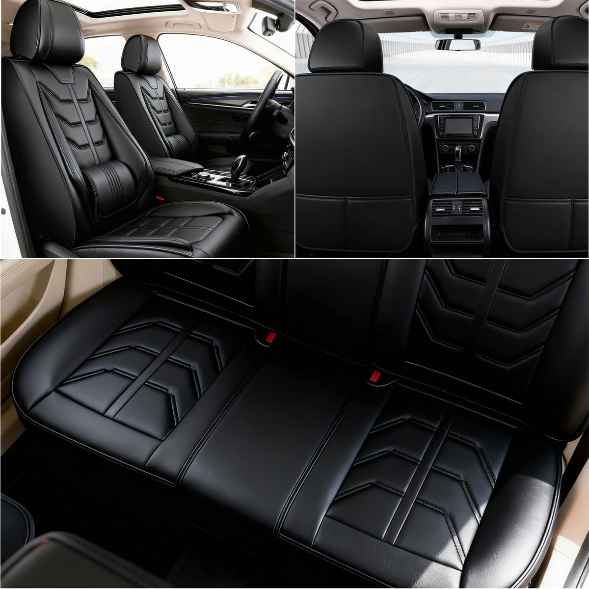 Foneso universal nappa leather car seat cover full set, view 2